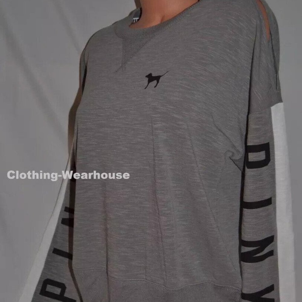 Victoria's Secret PINK Crew Pullover Slit Shoulder M NEW